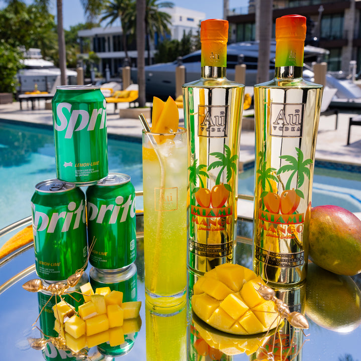 Au Vodka Miami Mango 70cl & Highrise Glass
