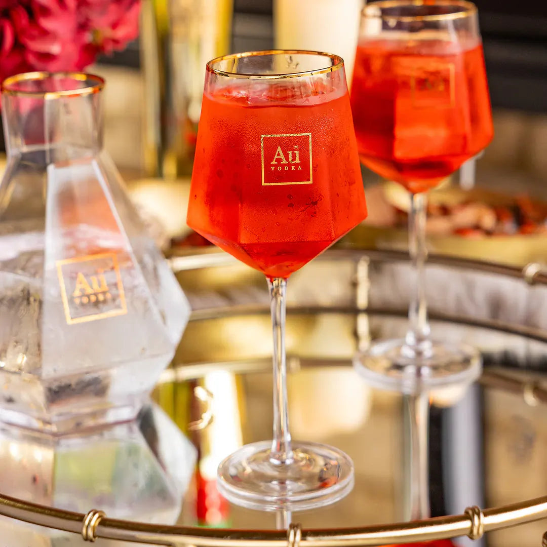 Au Long Stem Diamond Cut Glass