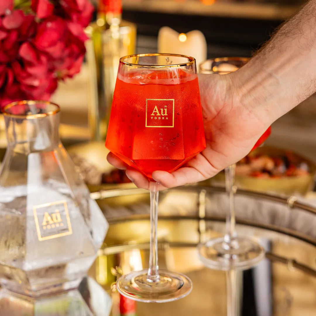 Au Long Stem Diamond Cut Glass