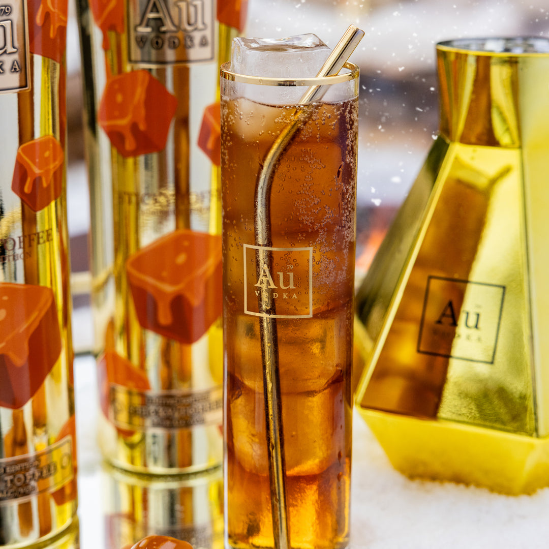 Au Vodka Sticky Toffee 70cl & Highrise Glass